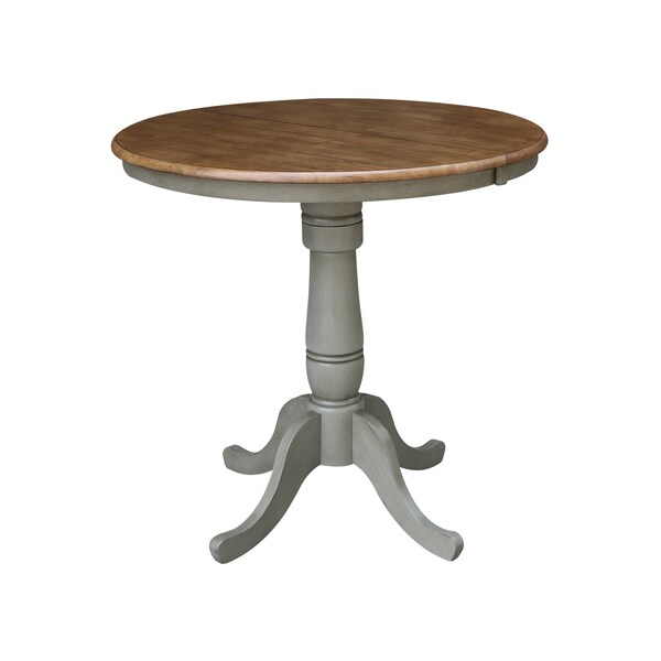 International Concepts Round 36 in Rd Top Ped Table, 12 in Leaf, Counter Ht, Hickory/Stone, 36 W, 48 L, 35.3 in H, Wood K41-36RXT-6B - main